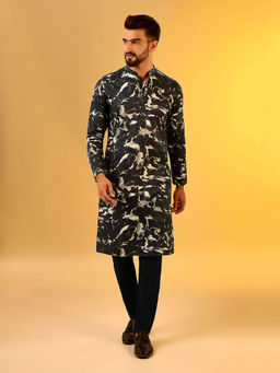 KISAH - Men Black Kurta Trousers (Set of 2)