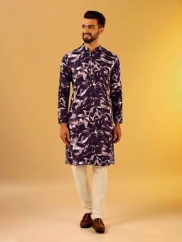 KISAH - Men Purple Kurta Trousers (Set of 2)