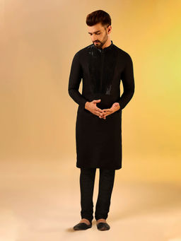 KISAH - Men Black Kurta Churidar (Set of 2)