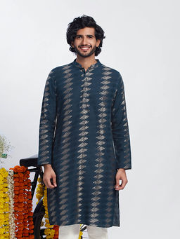 KISAH - Men Navy Blue Kurta