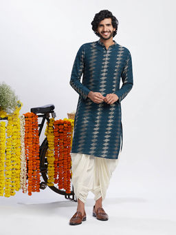 KISAH - Men Blue Kurta Dhoti (Set of 2)