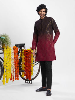 KISAH - Men Black Kurta Trousers (Set of 2)