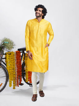 KISAH - Men Yellow Kurta Churidar (Set of 2)