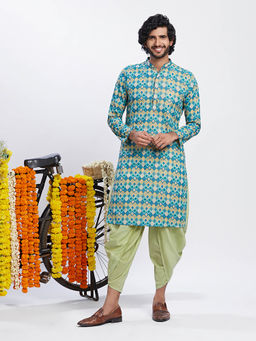 KISAH - Men Blue Kurta Dhoti (Set of 2)