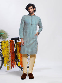 KISAH - Men Blue Kurta Churidar (Set of 2)