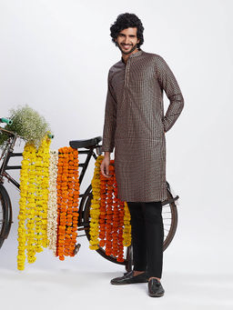 KISAH - Men Black Kurta Trousers (Set of 2)