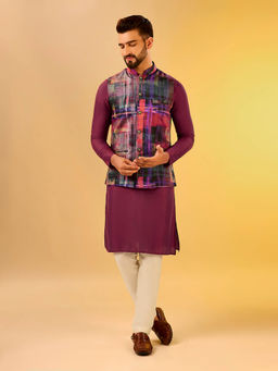 KISAH - Men Multi-Color Kurta Jacket Trouser Set (Set of 3)