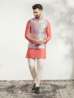 KISAH - Men Multi-Color Kurta Jacket Trouser Set (Set of 3)