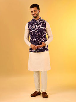 KISAH - Men Maroon Kurta Jacket Trouser Set (Set of 3)