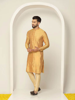 KISAH - Men Mustard Kurta Churidar (Set of 2)