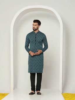 KISAH - Men Blue Kurta Churidar (Set of 2)