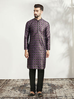 KISAH - Men Purple Kurta Churidar (Set of 2)