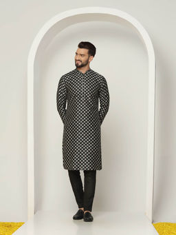 KISAH - Men Black Kurta Trousers (Set of 2)