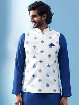 KISAH - Men White Nehru Jacket