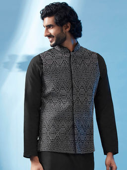 KISAH - Men Black Nehru Jacket