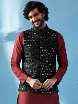 KISAH - Men Black Nehru Jacket