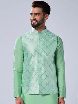 KISAH - Men Green Nehru Jacket