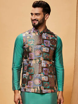 KISAH - Men Green Nehru Jacket