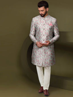 KISAH - Men Multi-Color Sherwani Churidar (Set of 2)