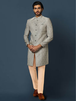 KISAH - Men Grey Sherwani Trouser (Set of 2)