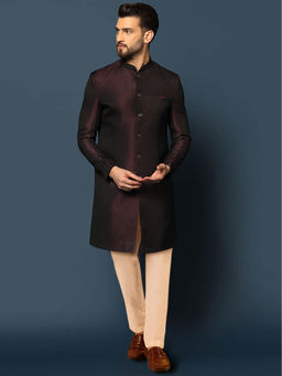 KISAH - Men Purple Sherwani Trouser (Set of 2)