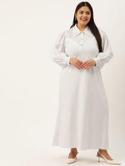 theRebelinme - Plus Size Womens White Solid Maxi Dress