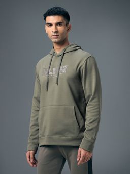 Technosport - Olive Polyester Hooded Full Sleeves Hoodie
