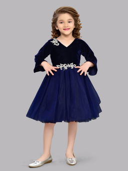 Pink Chick - Navy Velvet Dress