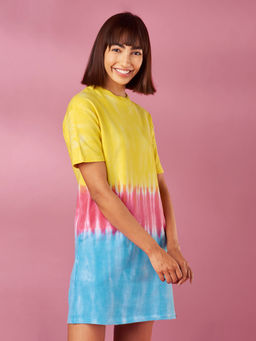 The Souled Store - Tie Dye: Colourful Ombre Oversized T-Shirt Dresses