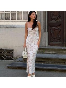 MISS MOSA BY AKANKSHA - White Diva Lace Bodycon Maxi Dress