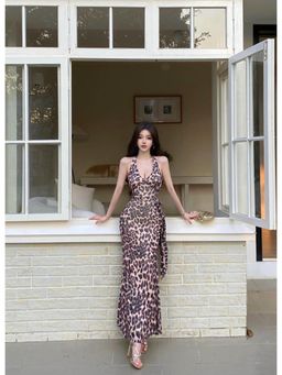 MISS MOSA BY AKANKSHA - Multi-Color Zaria Leopard Print Bodycon Maxi Dress