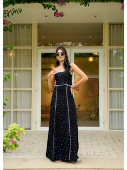 Femme Sequel - Black Rayon Heart Print Maxi Dress