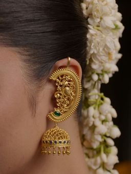 ZARIIN - Opulent Heritage Jhumkas with Ear Cuff