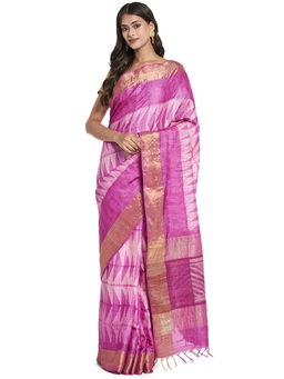 Fabindia - Magenta Tie & Dye Silk Saree
