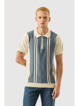 Snitch - Multi-Color Vertical Stripes Half Sleeves Slim Casual Polo T-Shirt