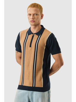 Snitch - Multi-Color Vertical Stripes Half Sleeves Slim Casual Polo T-Shirt