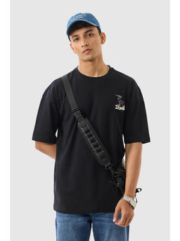 Snitch - Black Graphic Half Sleeves Oversized Casual T-Shirt