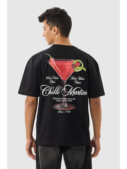 Snitch - Black Graphic Half Sleeves Oversized Casual T-Shirt