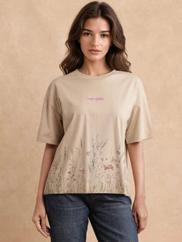 RAREISM - Women Pronto Beige Floral T-Shirt