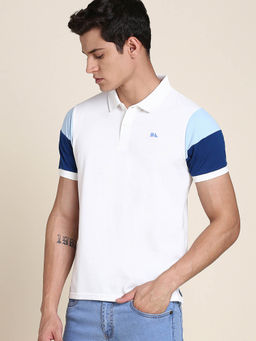 Dennis Lingo - Men White Solid Collar Neck Polo T-Shirt