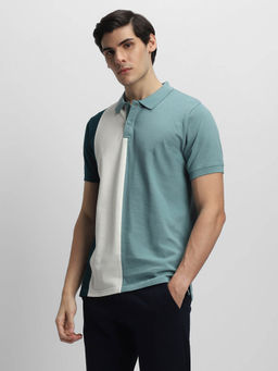 Dennis Lingo - Men Multi-Color Colorblock Collar Neck Polo T-Shirt