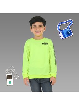 Purple United Kids - Boys Green Printed Full Sleeves Round Neck Sweatshirt