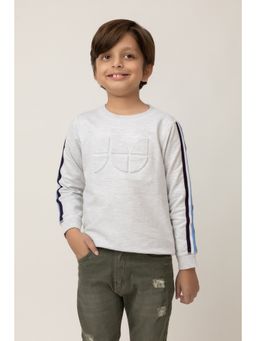 Purple United Kids - Boys Grey Stripes Full Sleeves Round Neck Sweatshirt