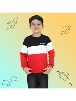 Purple United Kids - Boys Black Colorblock Full Sleeves Round Neck Sweatshirt