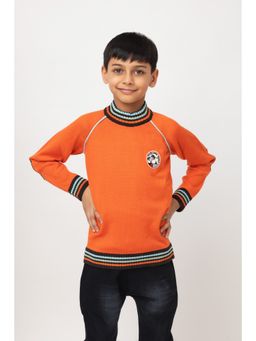 Purple United Kids - Boys Rust Woven Full Sleeves High Neck Sweater