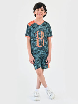 UMILDO - Active Boy's Half Sleeves Marble Printed T-Shirt & Shorts Football (Set of 2)