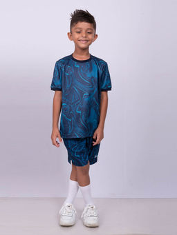 UMILDO - Active Boy's Half Sleeves Marble Printed T-Shirt & Shorts Football (Set of 2)