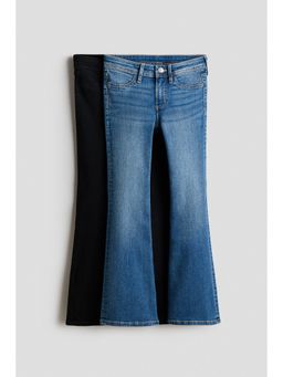 H&M - Girls Black 2-Pack Flared Leg Low Jeans