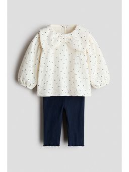H&M - Girls White 2-Piece Top And Leggings Set
