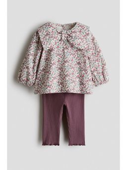 H&M - Girls Pink 2-Piece Top And Leggings Set